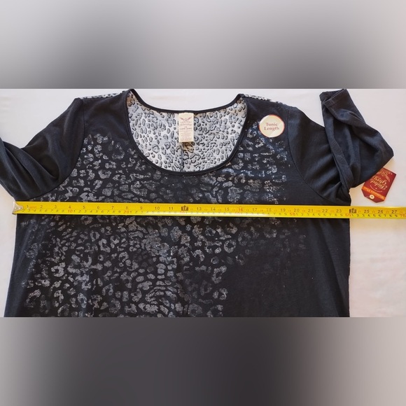NWT Fadet Glory Womens Plus Size 2XL Black Animal Print T-shirt 3/4 Sleeve - Picture 7 of 10